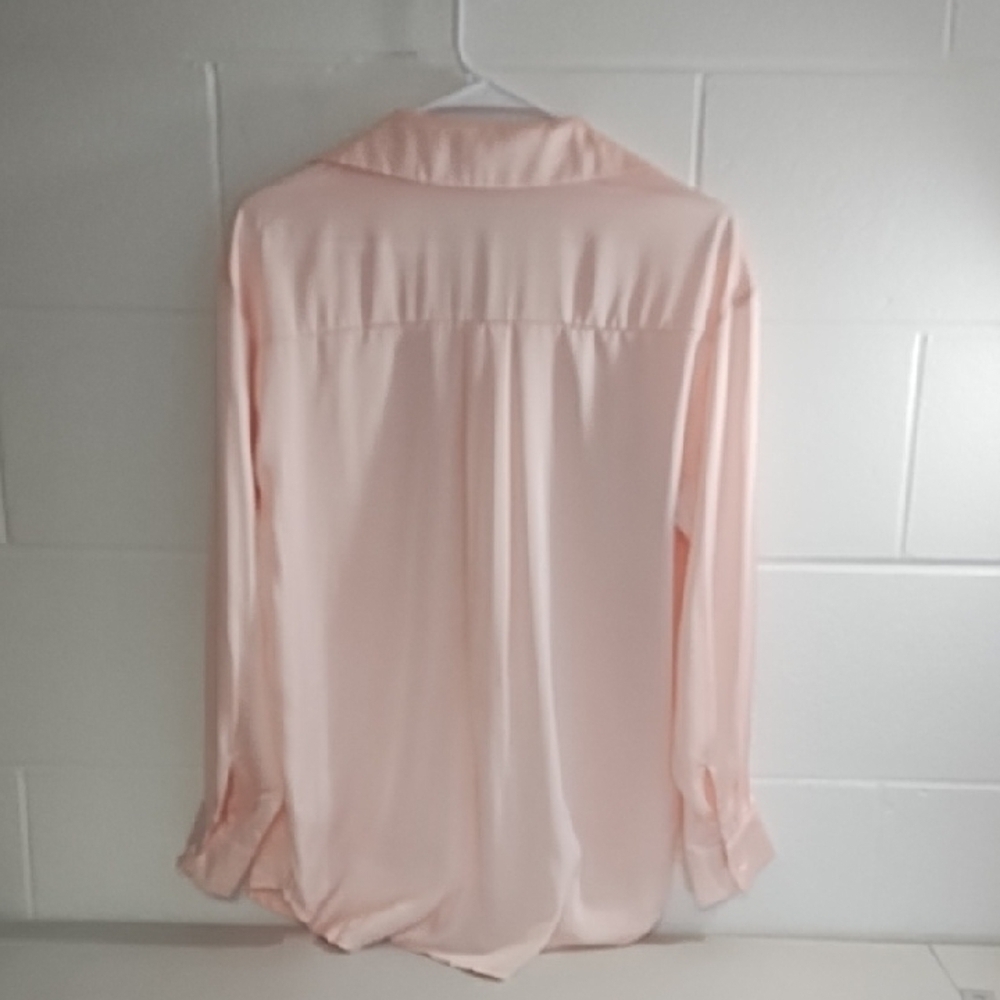 Pastel Pink Satin Stretch Blouse Quiet Luxury - Picture 10 of 11